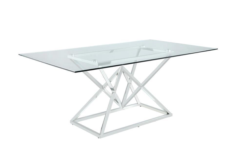 Coaster Beaufort Metal Rectangle Glass Top Dining Table Chrome