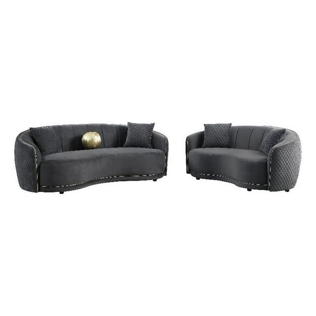 Coaster Brookside 2-Piece Velvet Fabric Upholstered Sofa Set in Dark Gray