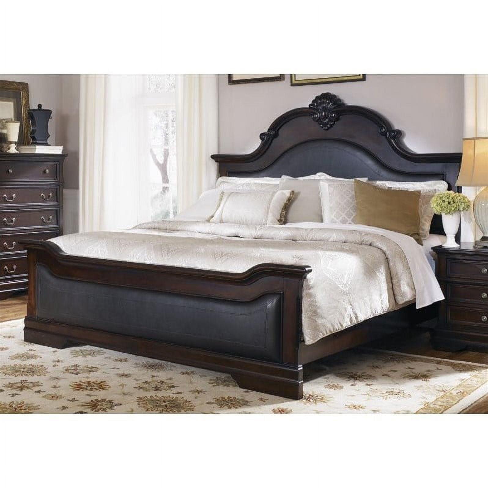 Cambridge King Dark Cherry Upholstered Bed with Tufted Headboard