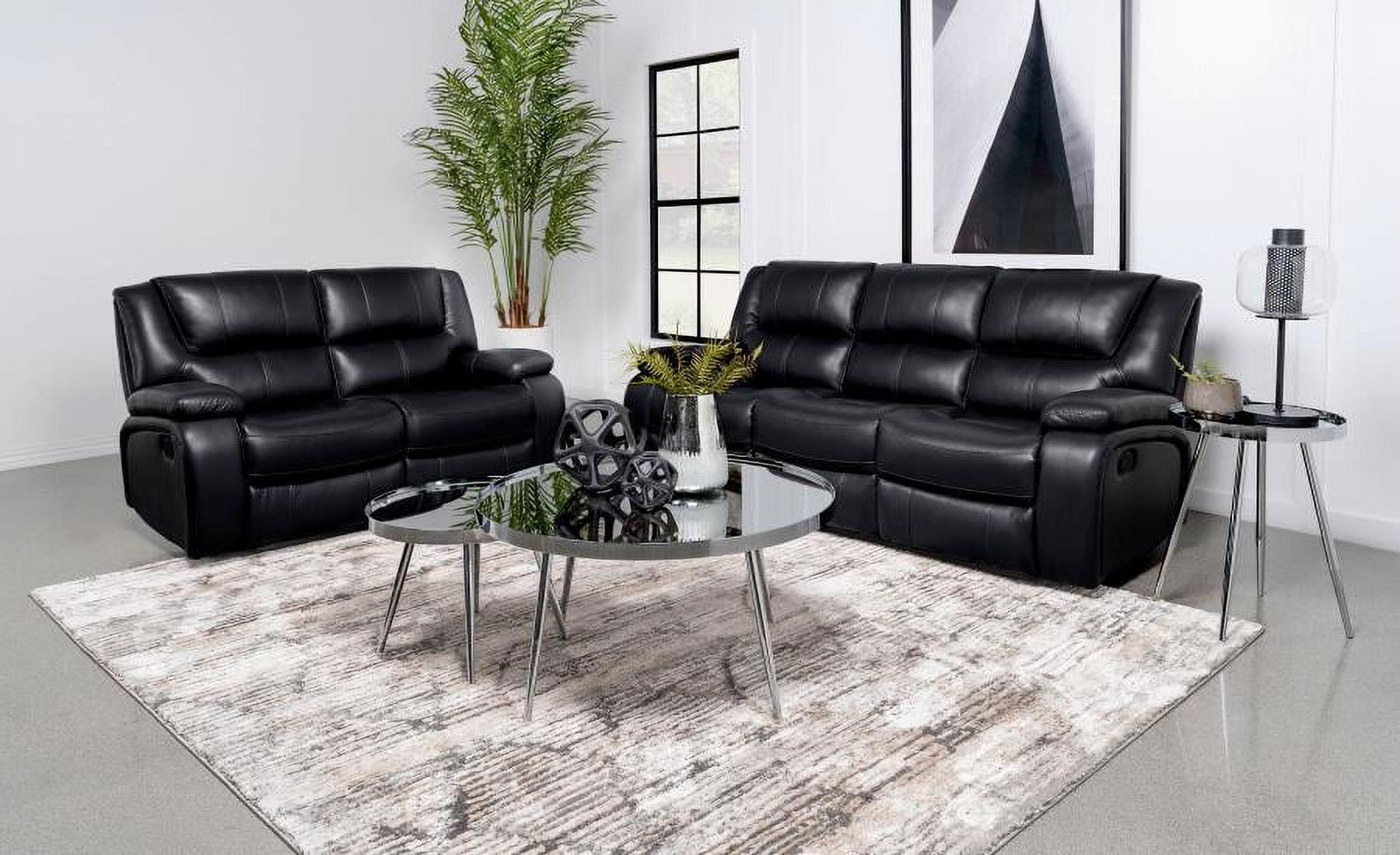 Coaster Camila 2-piece Faux Leather Upholstered Motion Reclining Sofa Set Black