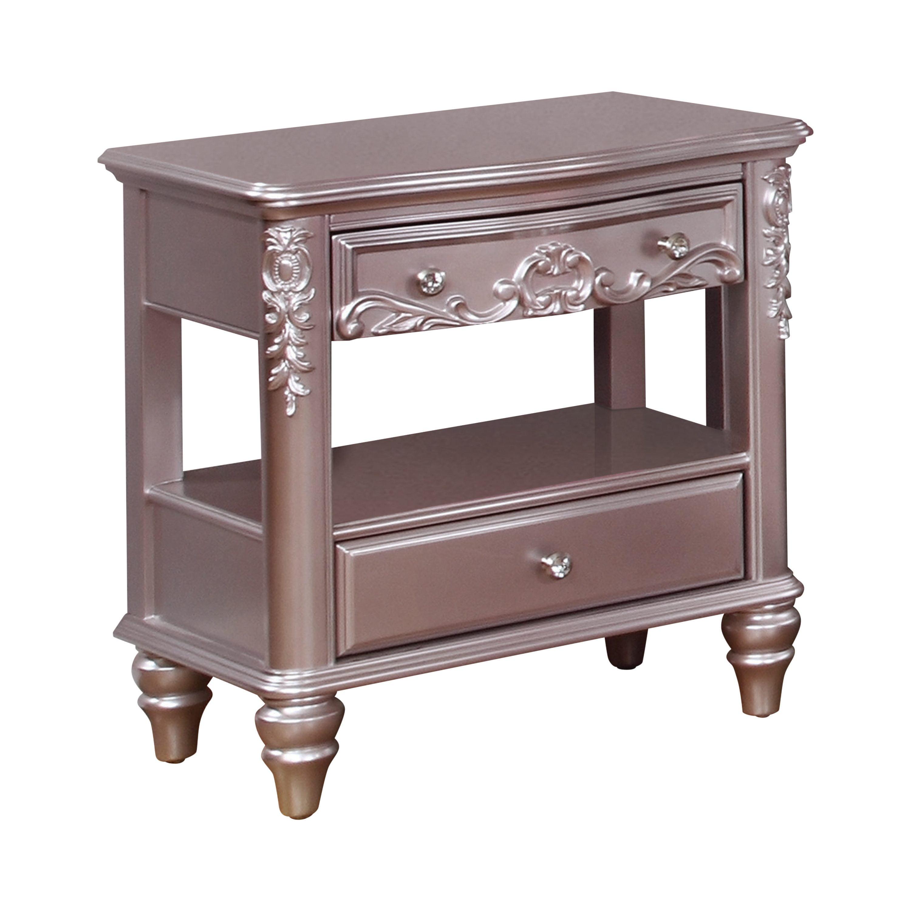 Regal Romance Traditional Pink 2-Drawer Nightstand