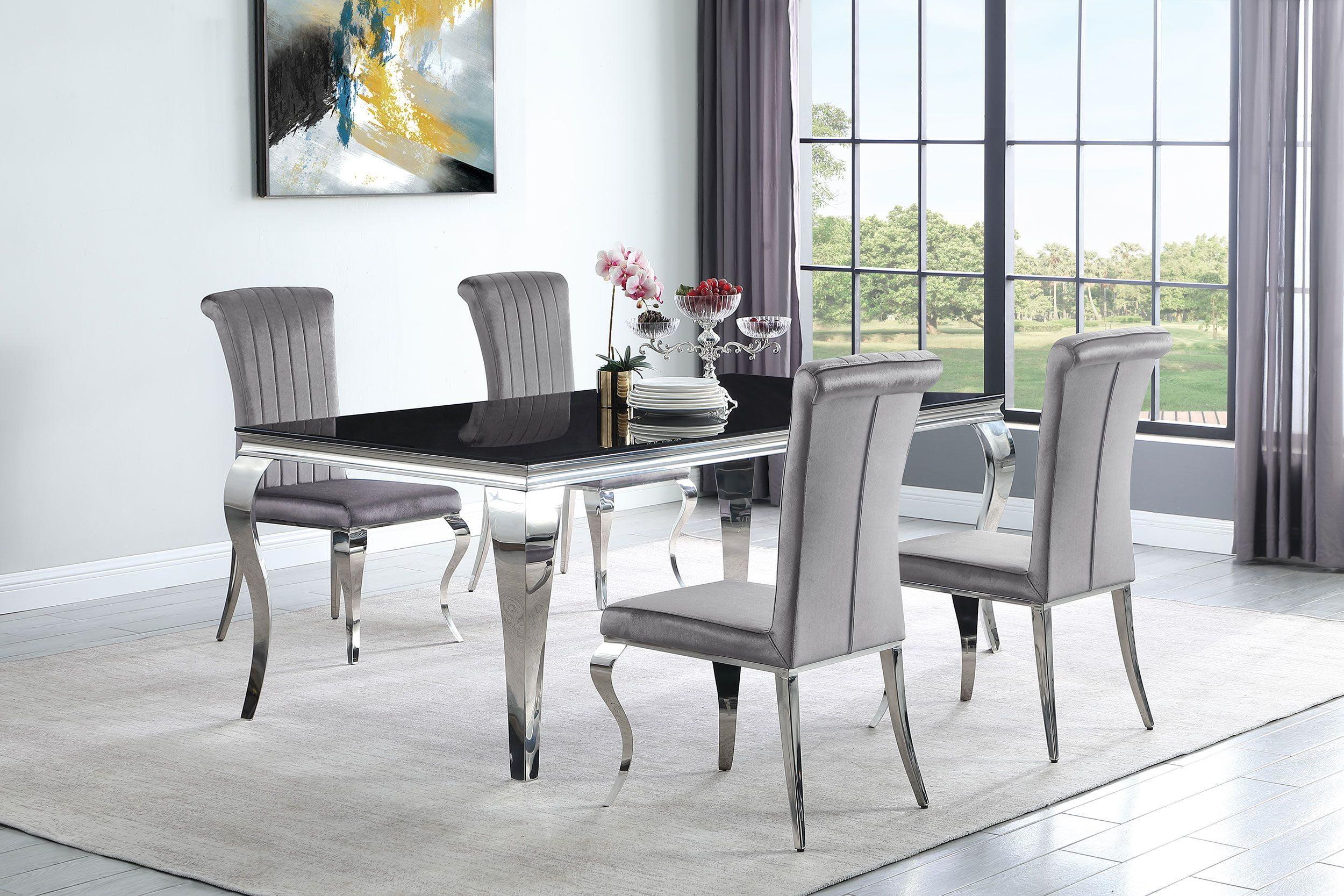 Coaster Carone 5-Piece Metal Rectangular Dining Set in Gray and Chrome