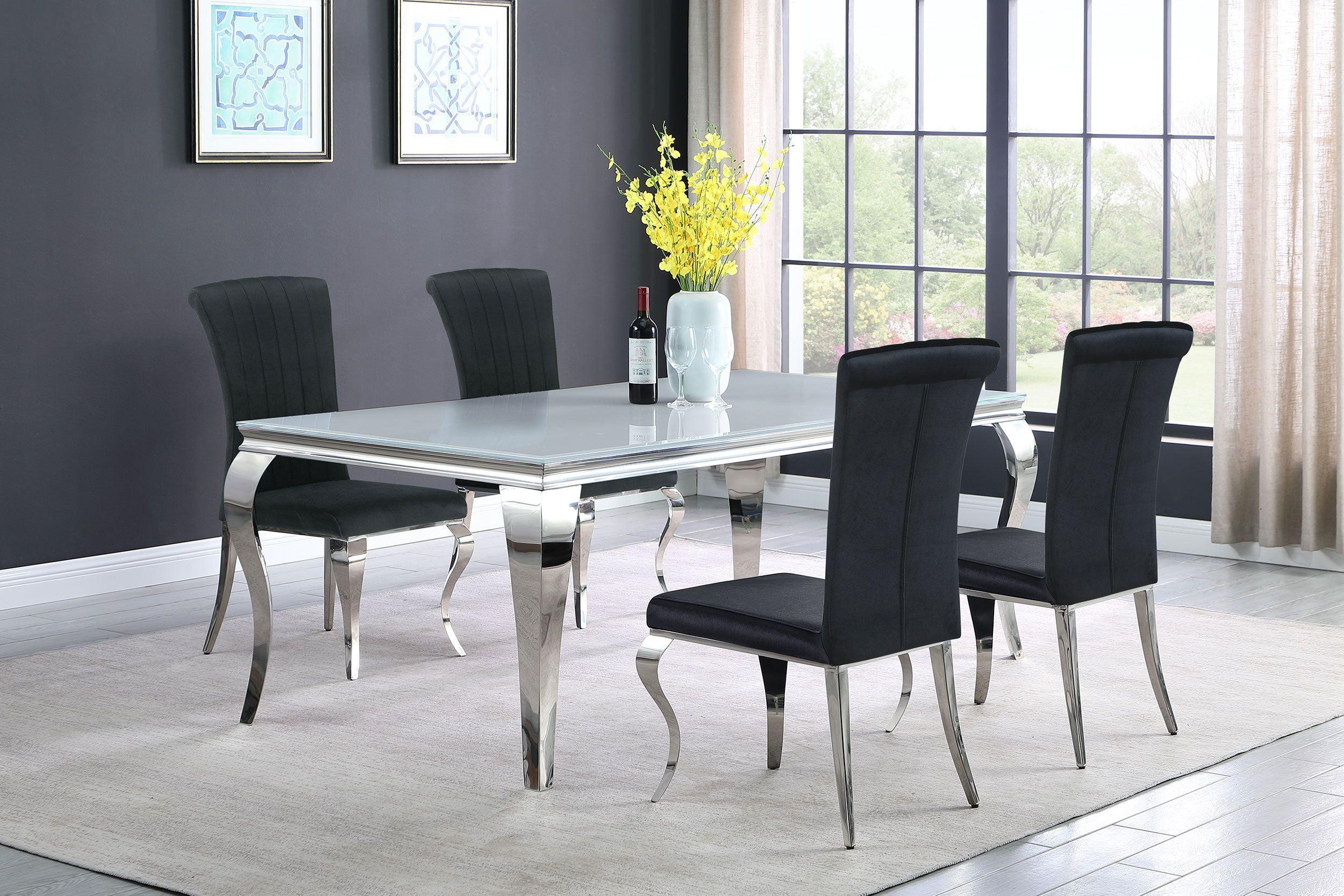 Coaster Carone 5-Piece Modern Metal Rectangular Dining Set in Black and Chrome