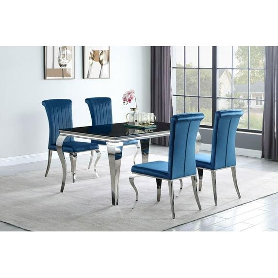 Coaster Carone 5-Piece Modern Metal Rectangular Dining Set in Teal and Chrome