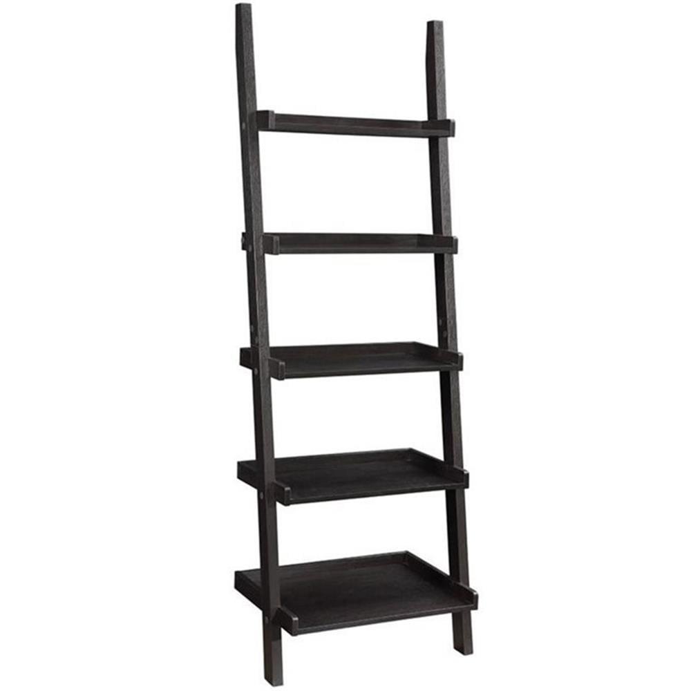 Coaster Colella 5-Shelf Transitional Wood Ladder Bookcase in Cappuccino