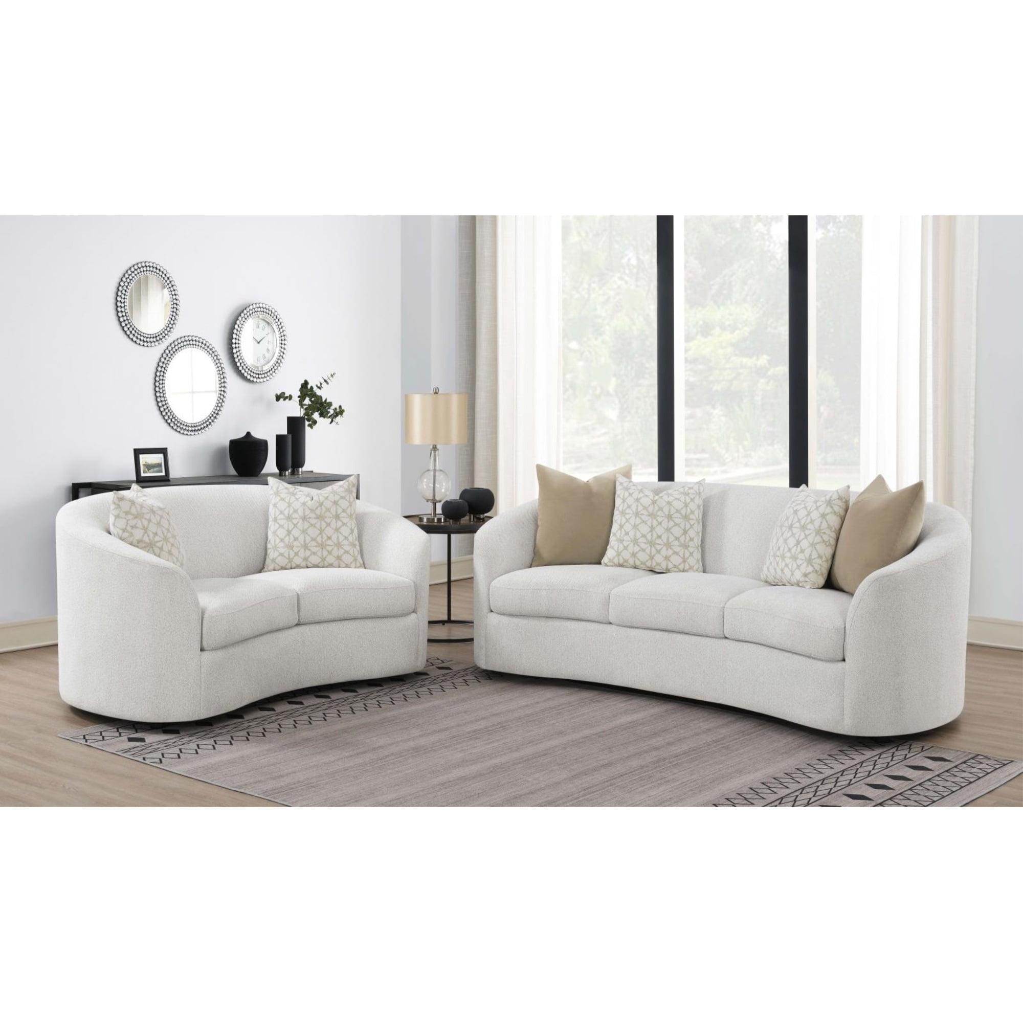 Coaster Company 2 Piece Mid Century Boucle Sofa And Loveseat Set Latte