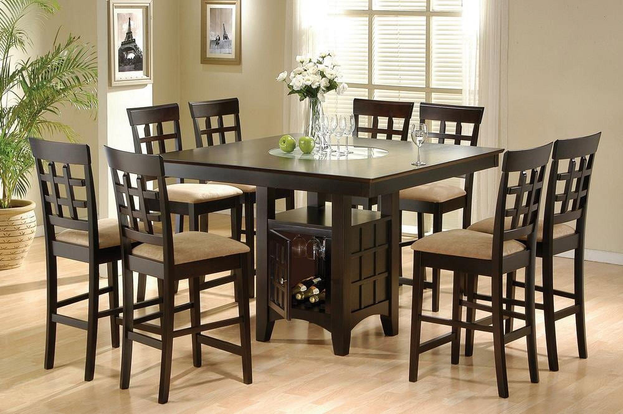 Coaster Company 7 Piece Contemporary Wood Storage Dining Table with Chair Cappuccino
