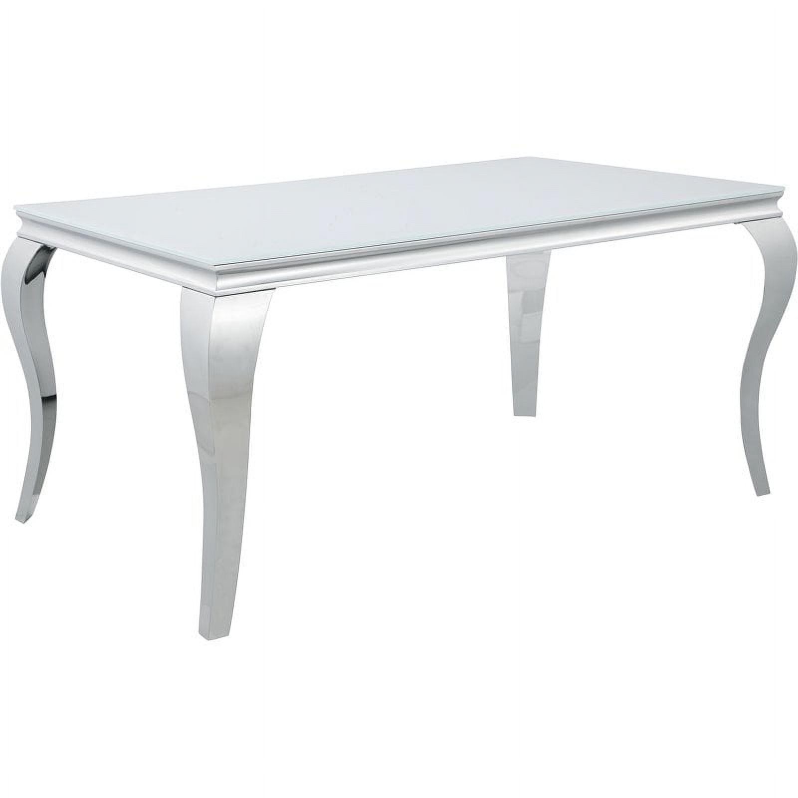 White and Chrome Glass Top Dining Table for Six