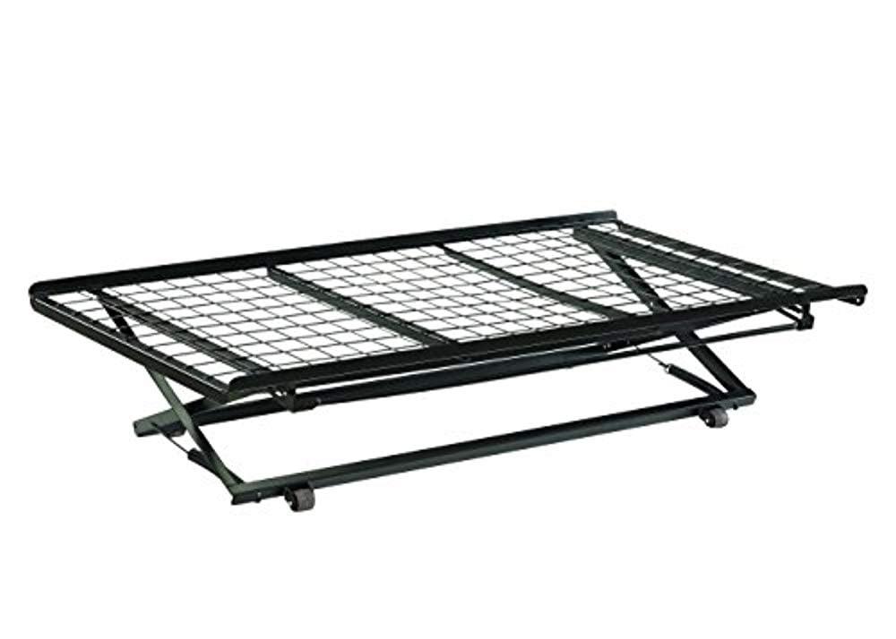 Twin Black Metal Daybed Frame with Trundle and Slats