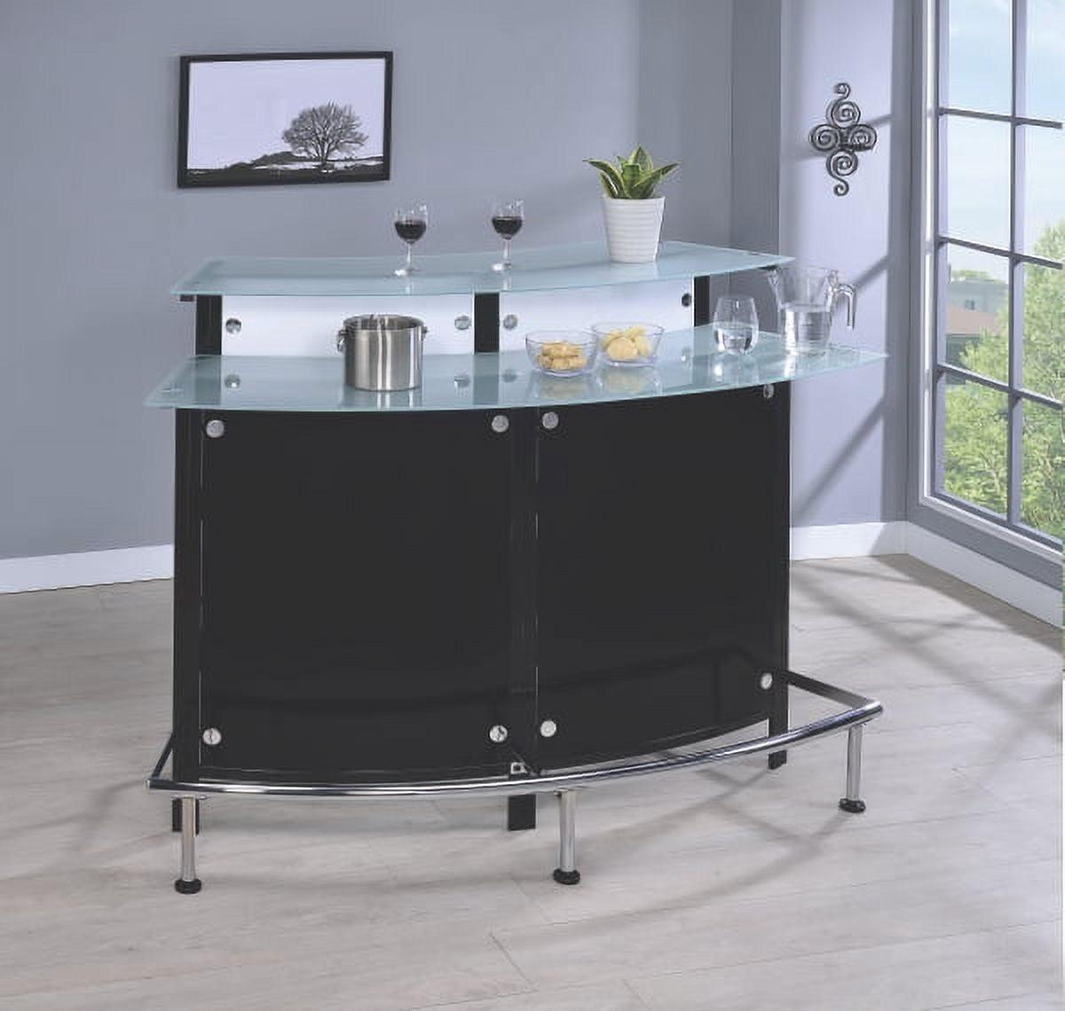 Contemporary Black and Chrome Bar Table with Glass Tops