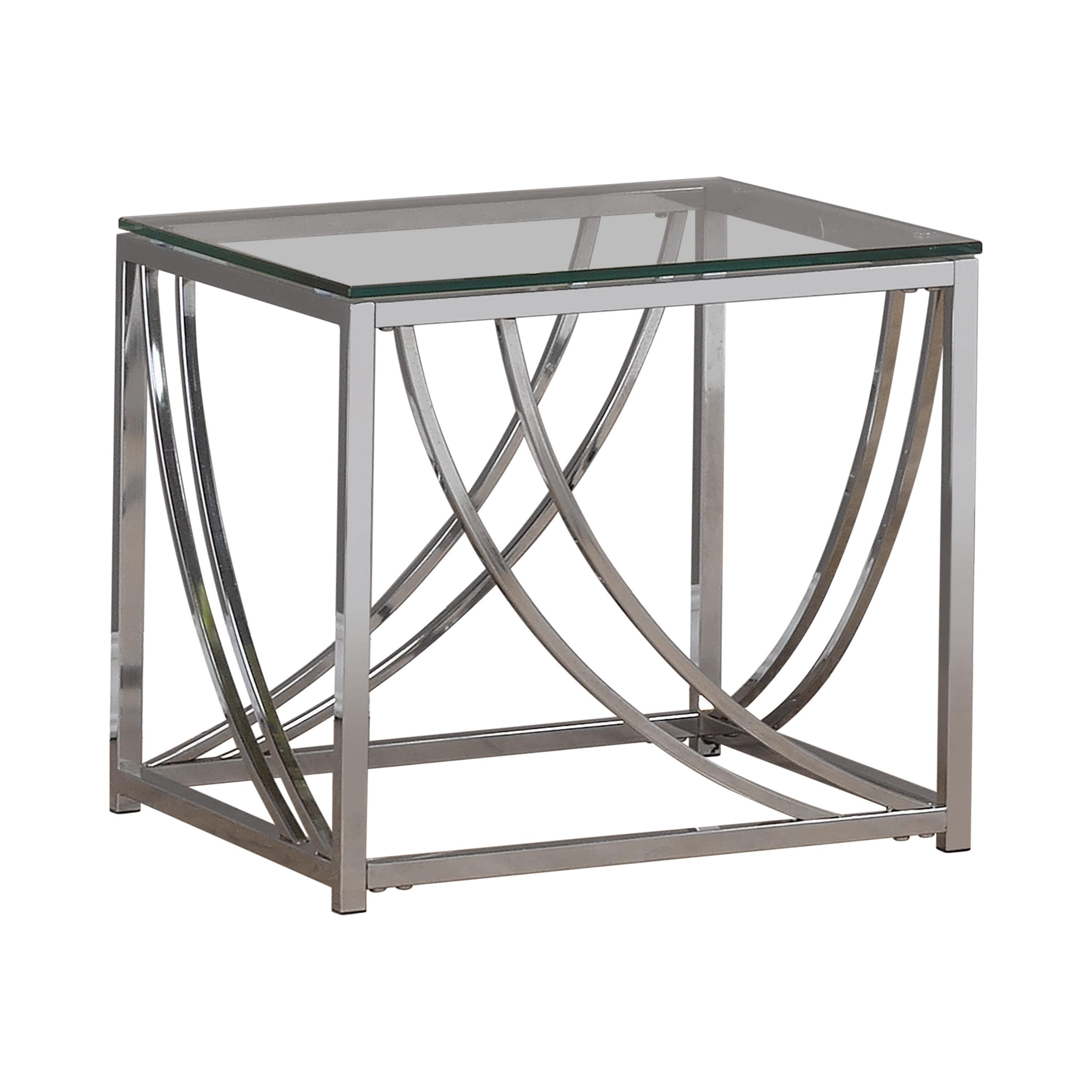 Lille Square End Table with Glass Top Chrome - Coaster