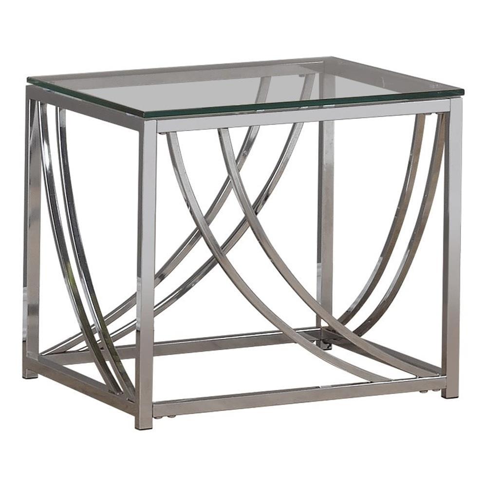 Lille Square End Table with Glass Top Chrome - Coaster