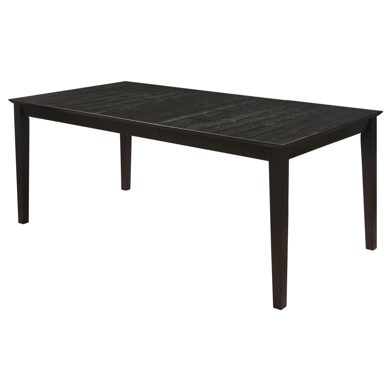 Elegant Transitional Black Wood Rectangular Extendable Dining Table
