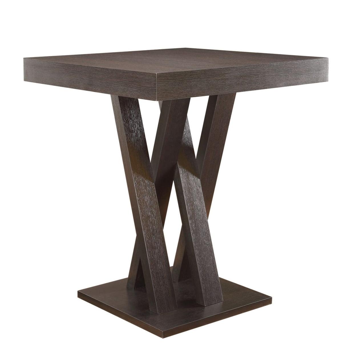Modern Cappuccino Square Counter-Height Dining Table with Crisscross Base