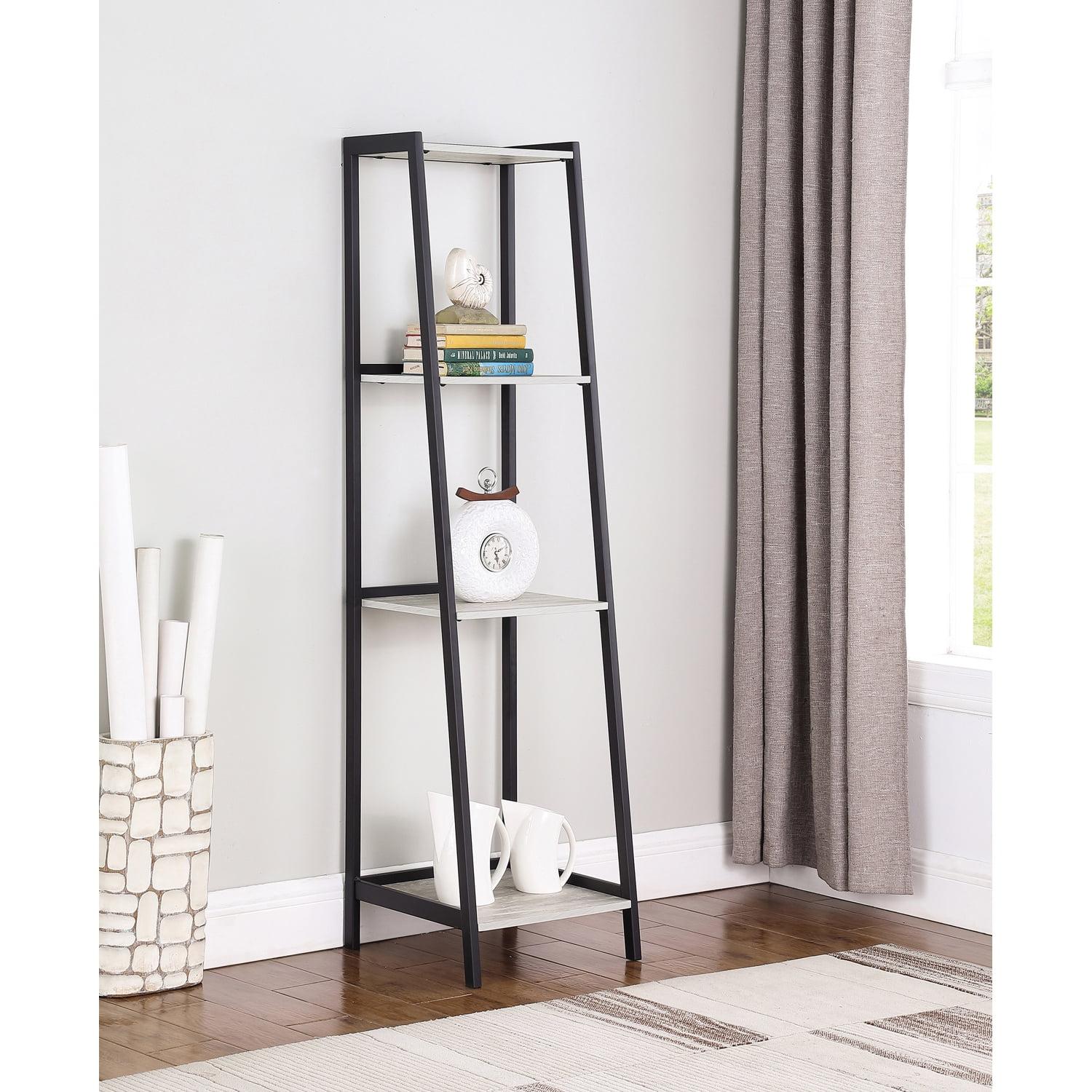 Coaster 68.75" Pinckard Industrial 4 Shelf Ladder Bookcase Gray Stone/Black