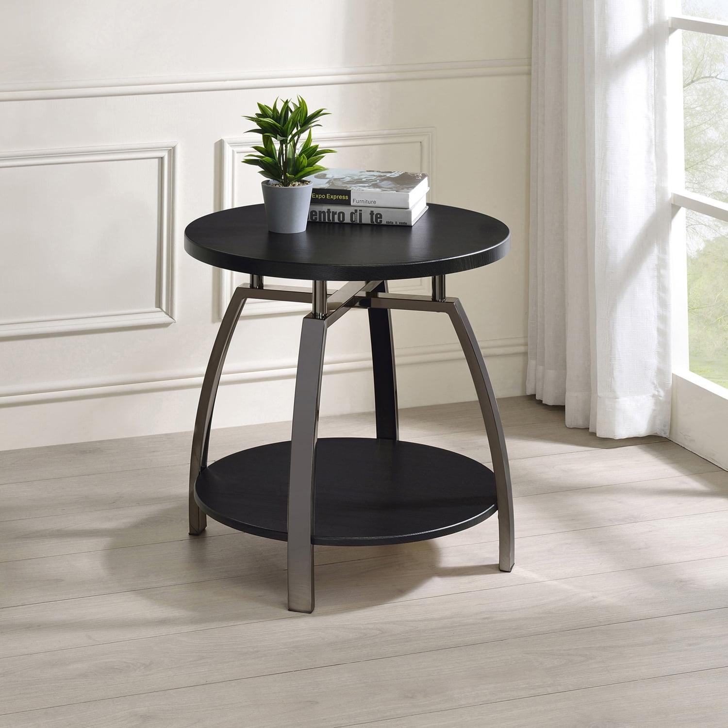 Dacre Round End Table Charcoal/Black Nickel - Coaster