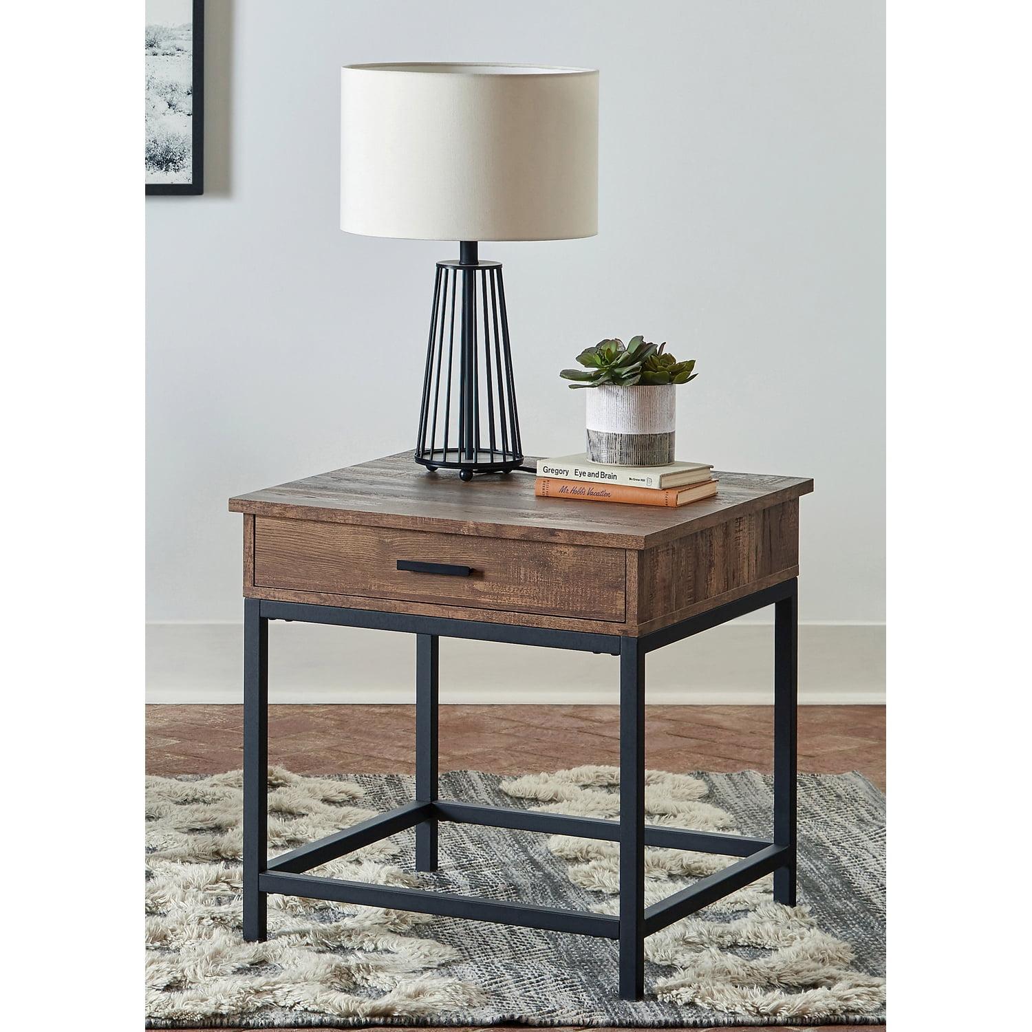 Byers 1 Drawer End Table Brown Oak/Black - Coaster