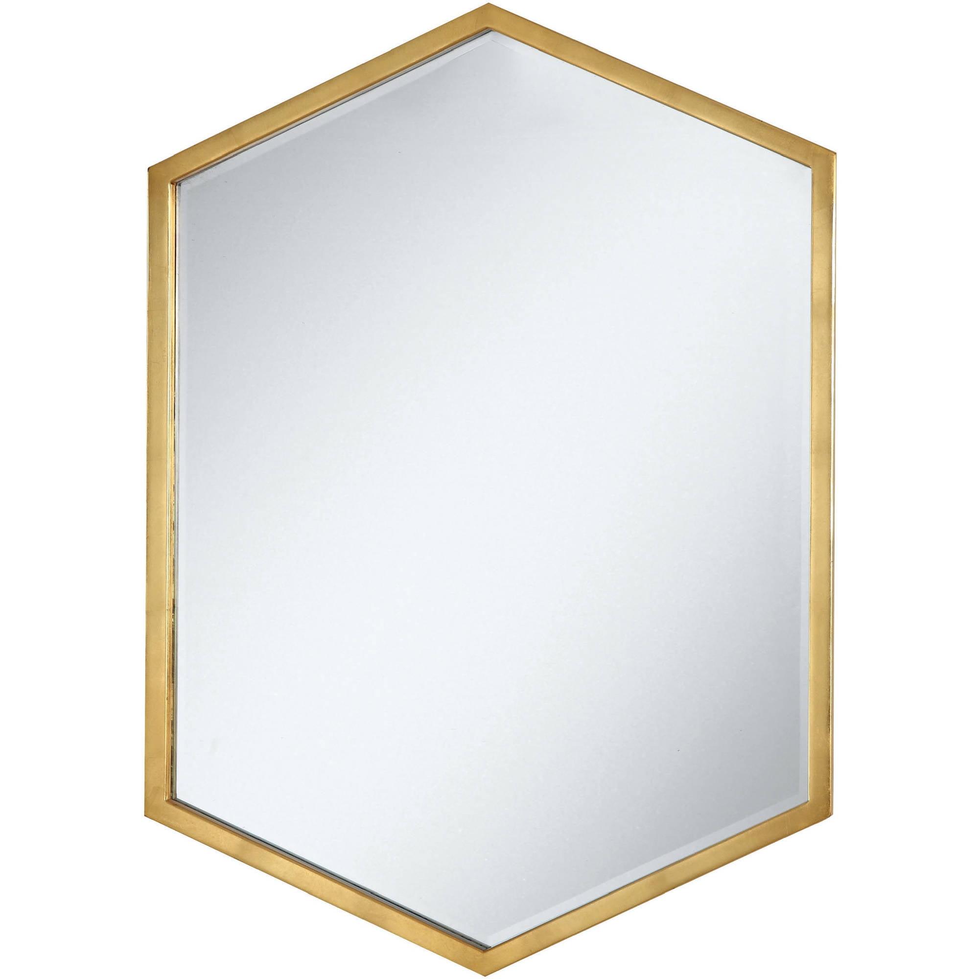 Hexagonal Gold Framed Contemporary Wall Mirror