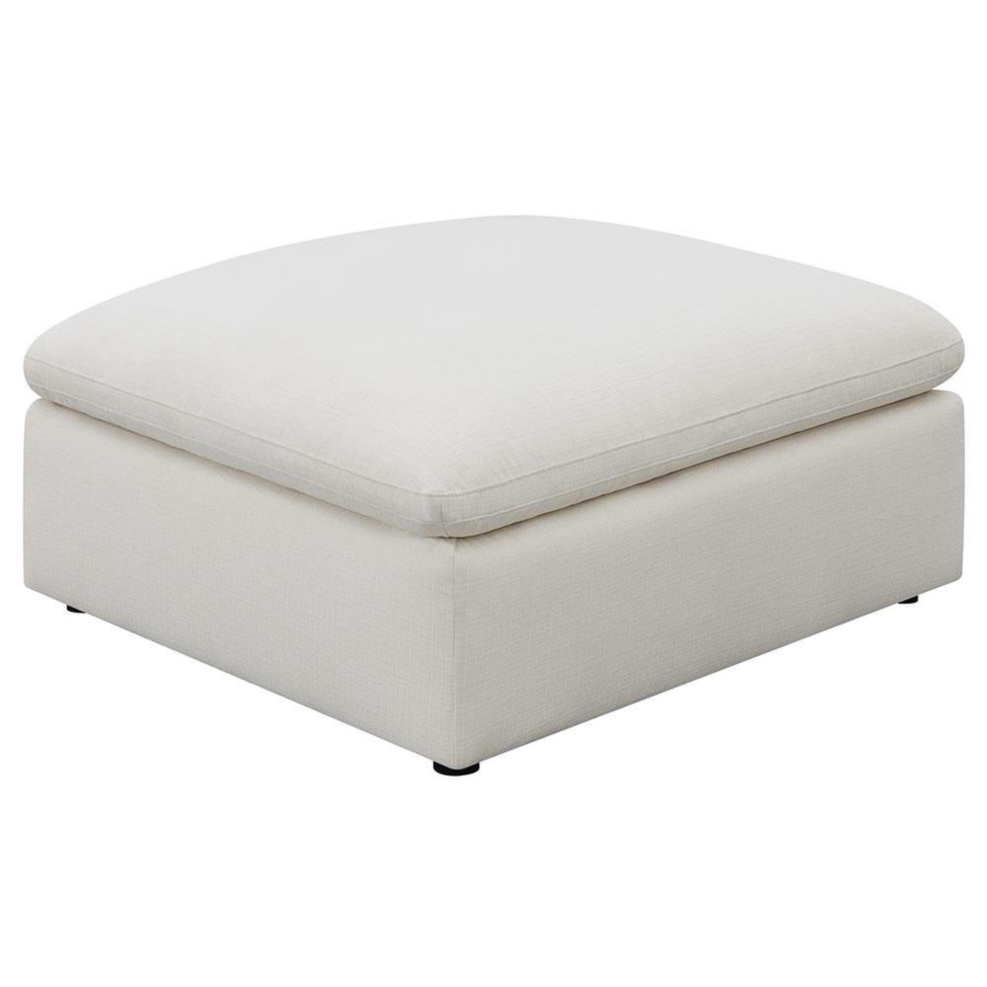 Ivory Linen-Like Transitional Rectangular Ottoman