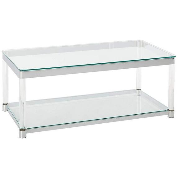 Anne Acrylic Coffee Table with Glass Top and Shelf Chrome - Coaster