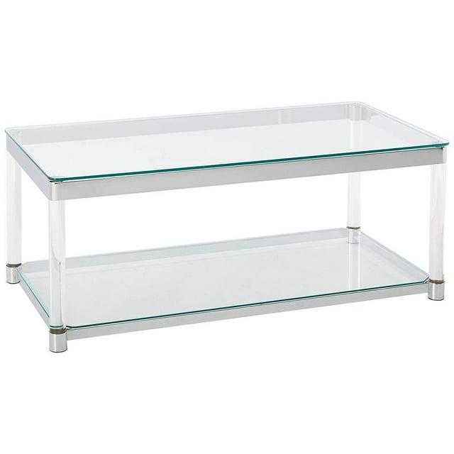 Anne Acrylic Coffee Table with Glass Top and Shelf Chrome - Coaster