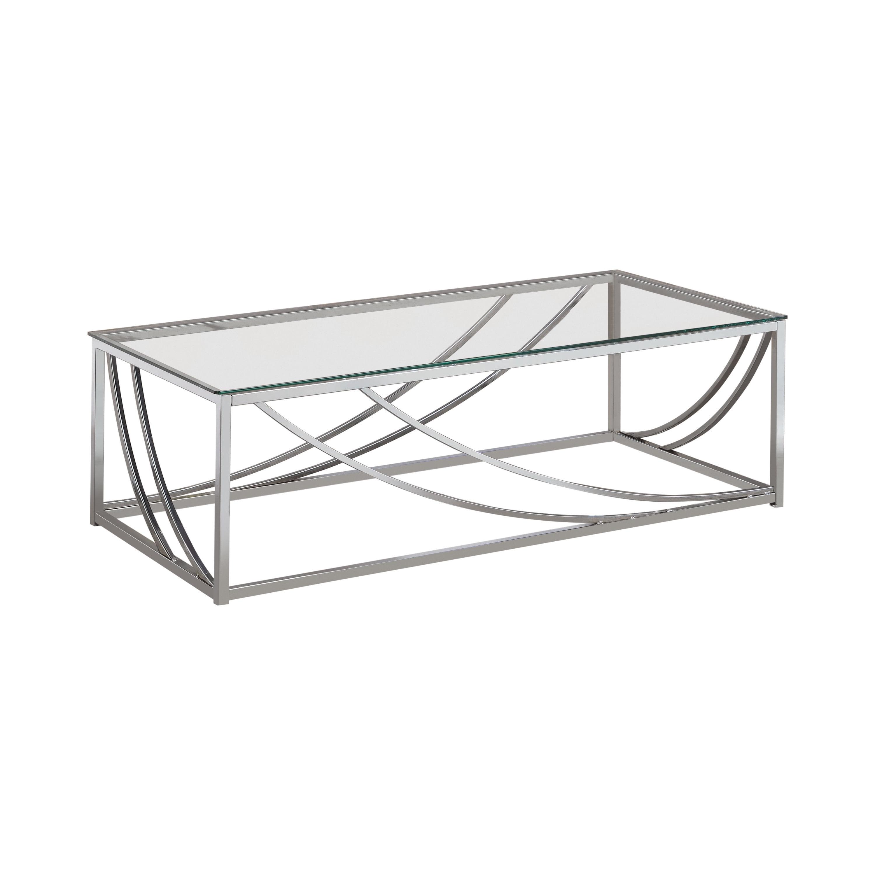 Coaster Contemporary Glass Top Rectangular Coffee Table in Chrome