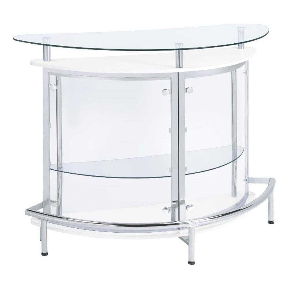 Coaster Amarillo Modern 2 Tier Home Bar Cabinet White/Chrome