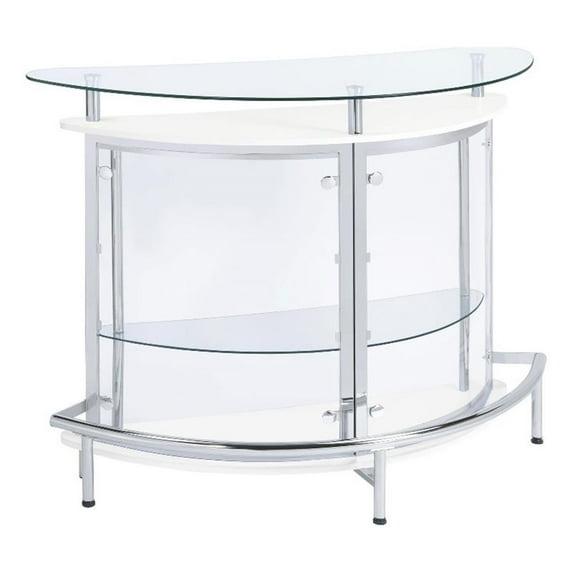 Coaster Amarillo Modern 2 Tier Home Bar Cabinet White/Chrome