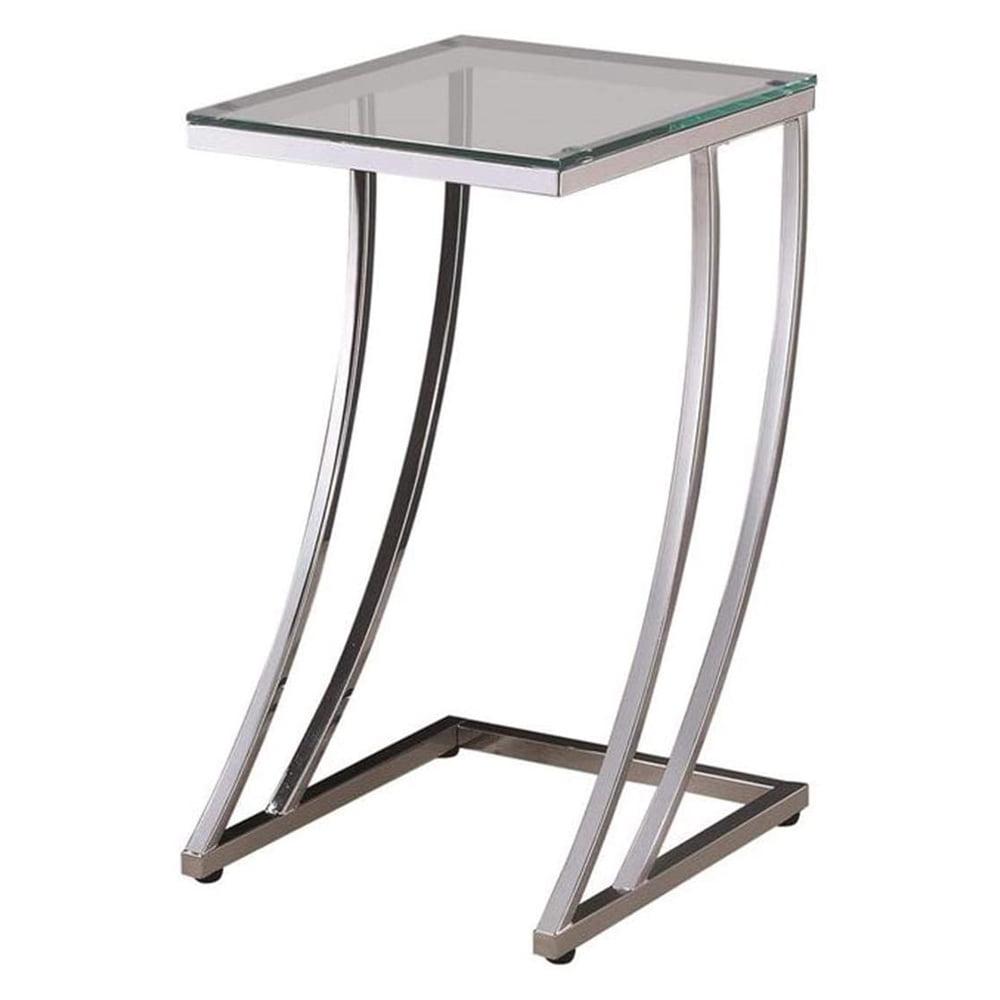 Cayden Contemporary Chrome and Clear Glass Accent Table