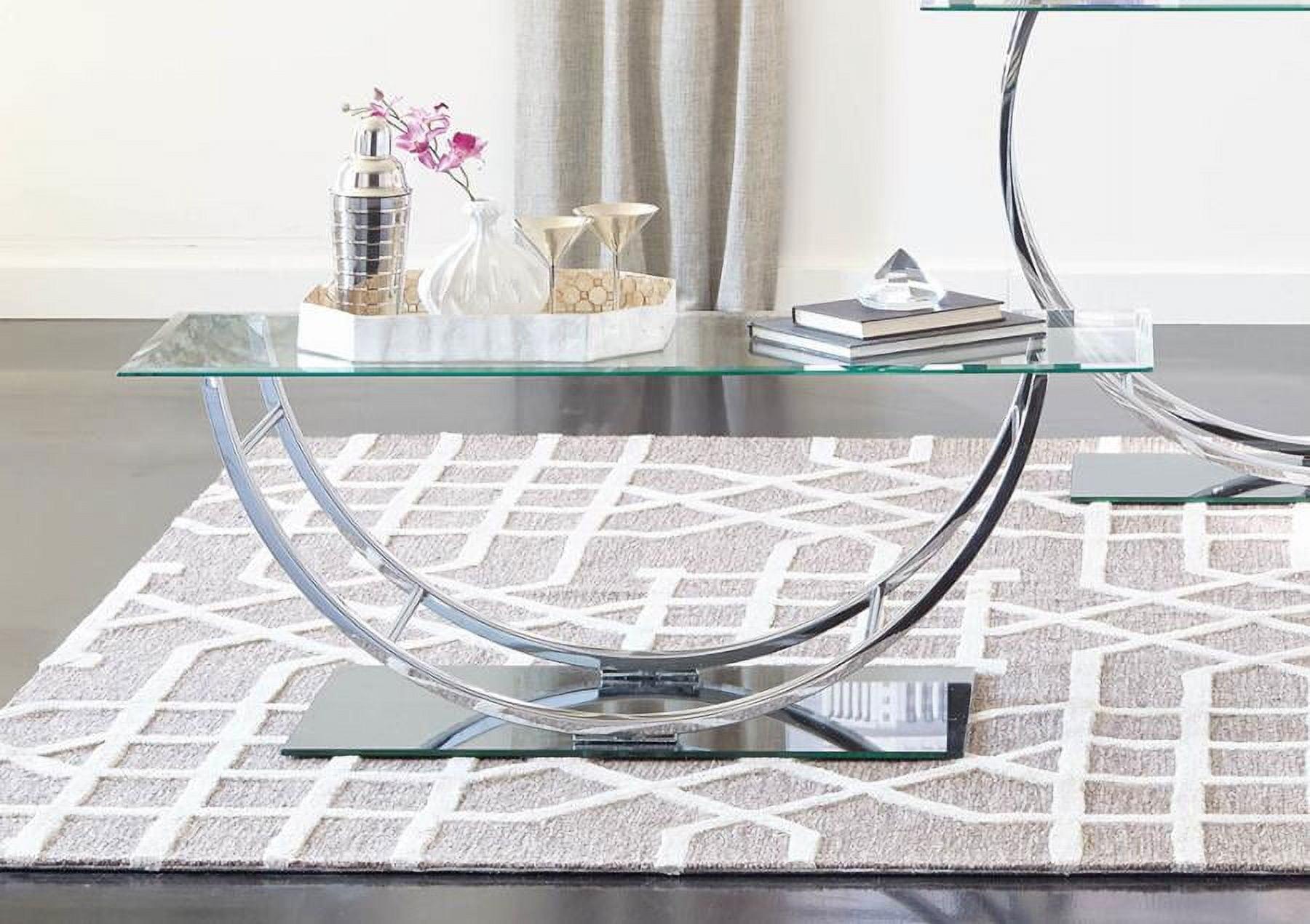 Sleek Modern Chrome and Glass Rectangular Coffee Table