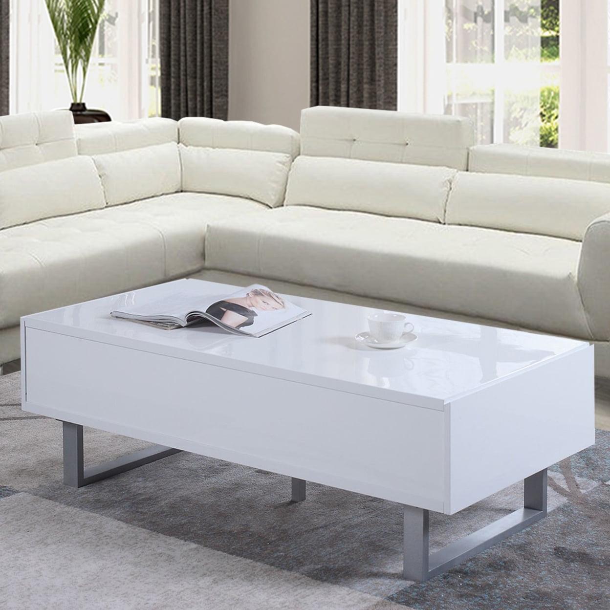 Coaster Contemporary Wood 2-Drawer Rectangular Coffee Table in White