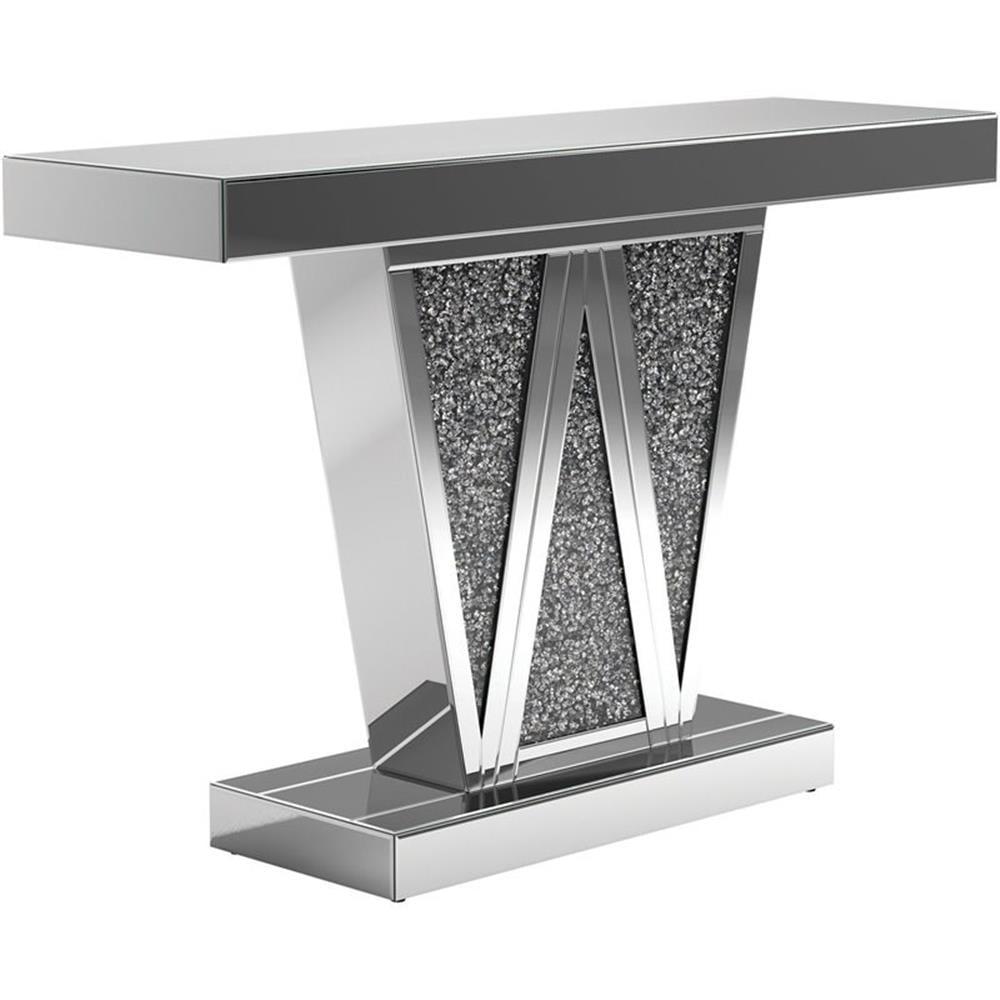 Coaster Crocus Modern Rectangular Glass Console Table Silver