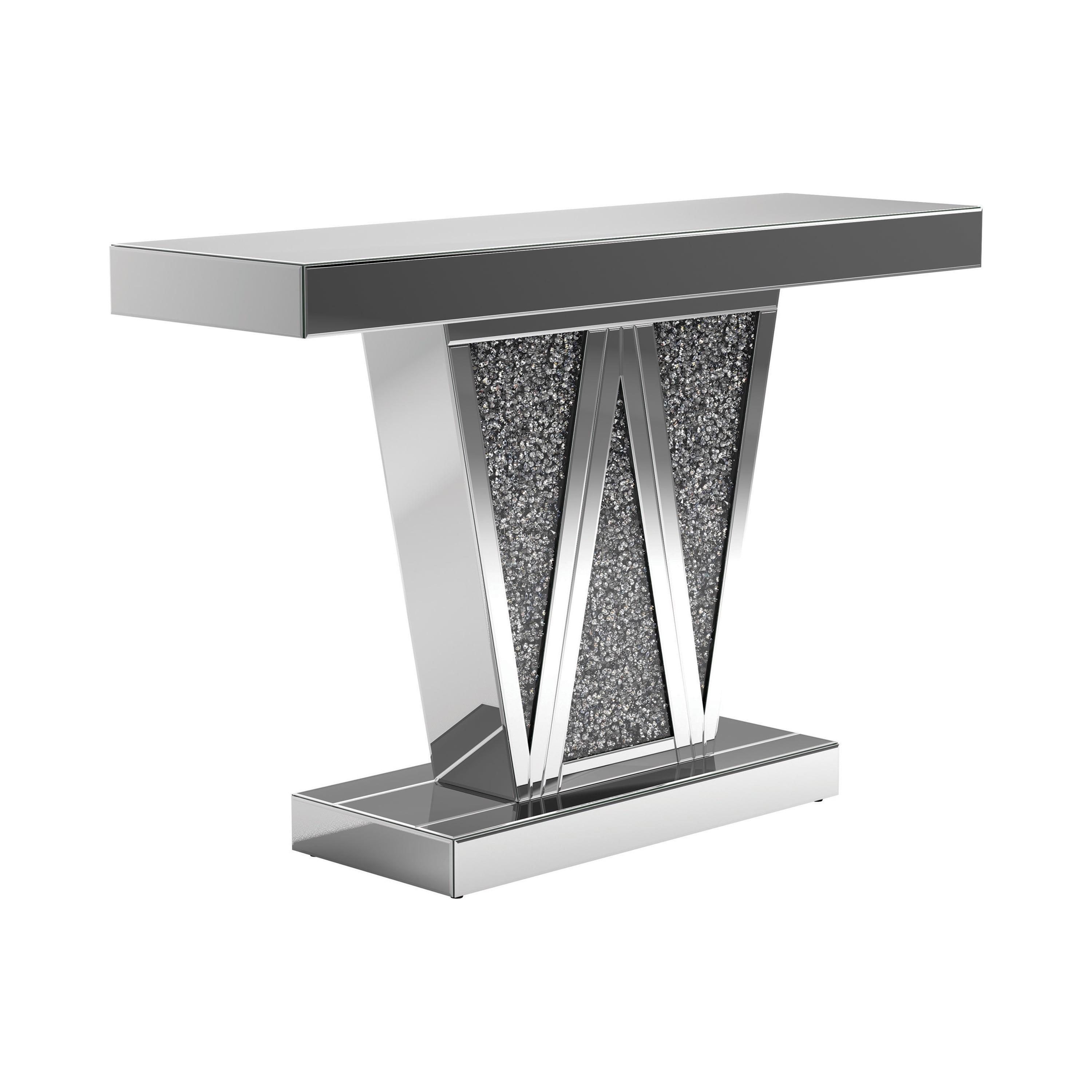 Coaster Crocus Modern Rectangular Glass Console Table Silver