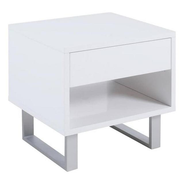 Coaster Contemporary Wood Storage End Table with 1-Drawer in White
