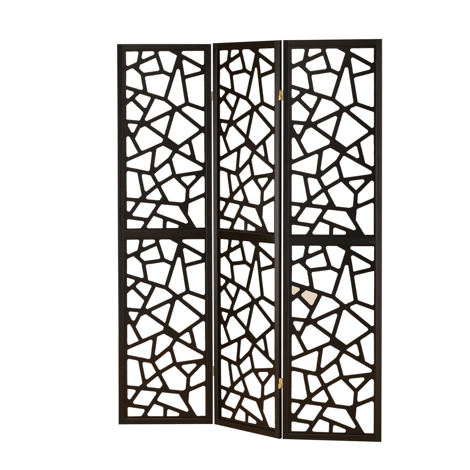 Black Intricate Mosaic Pattern Folding Room Divider