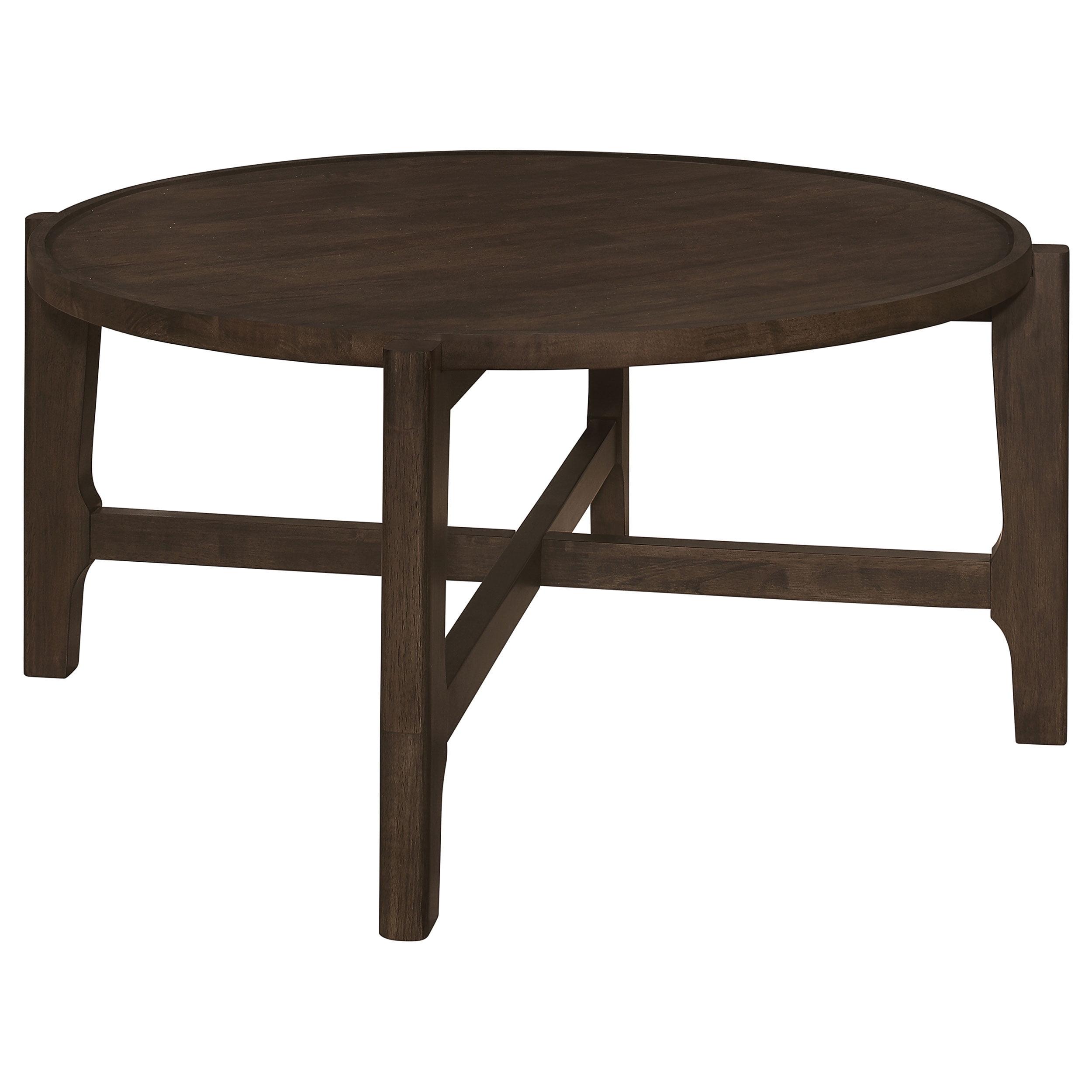 Coaster Home Furnishings COTA Round Solid Wood Coffee Table Dark Brown