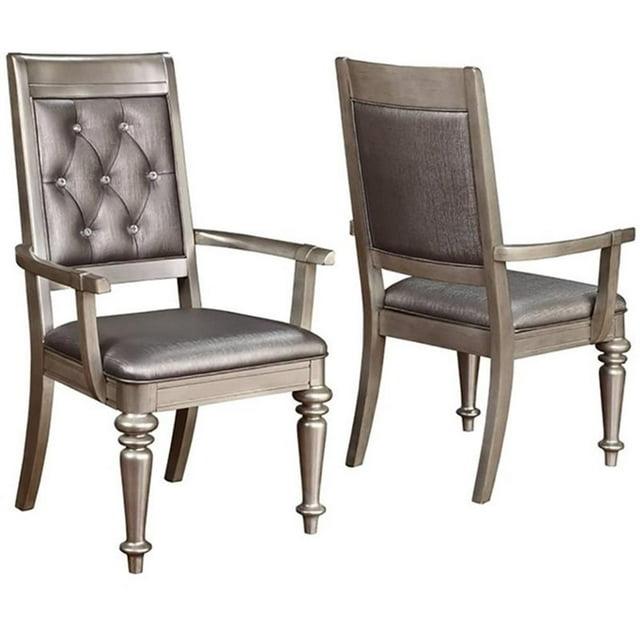 Coaster Danette Tufted Faux Leather Dining Chairs in Gray