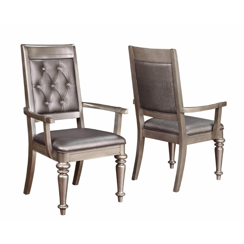 Coaster Danette Tufted Faux Leather Dining Chairs in Gray