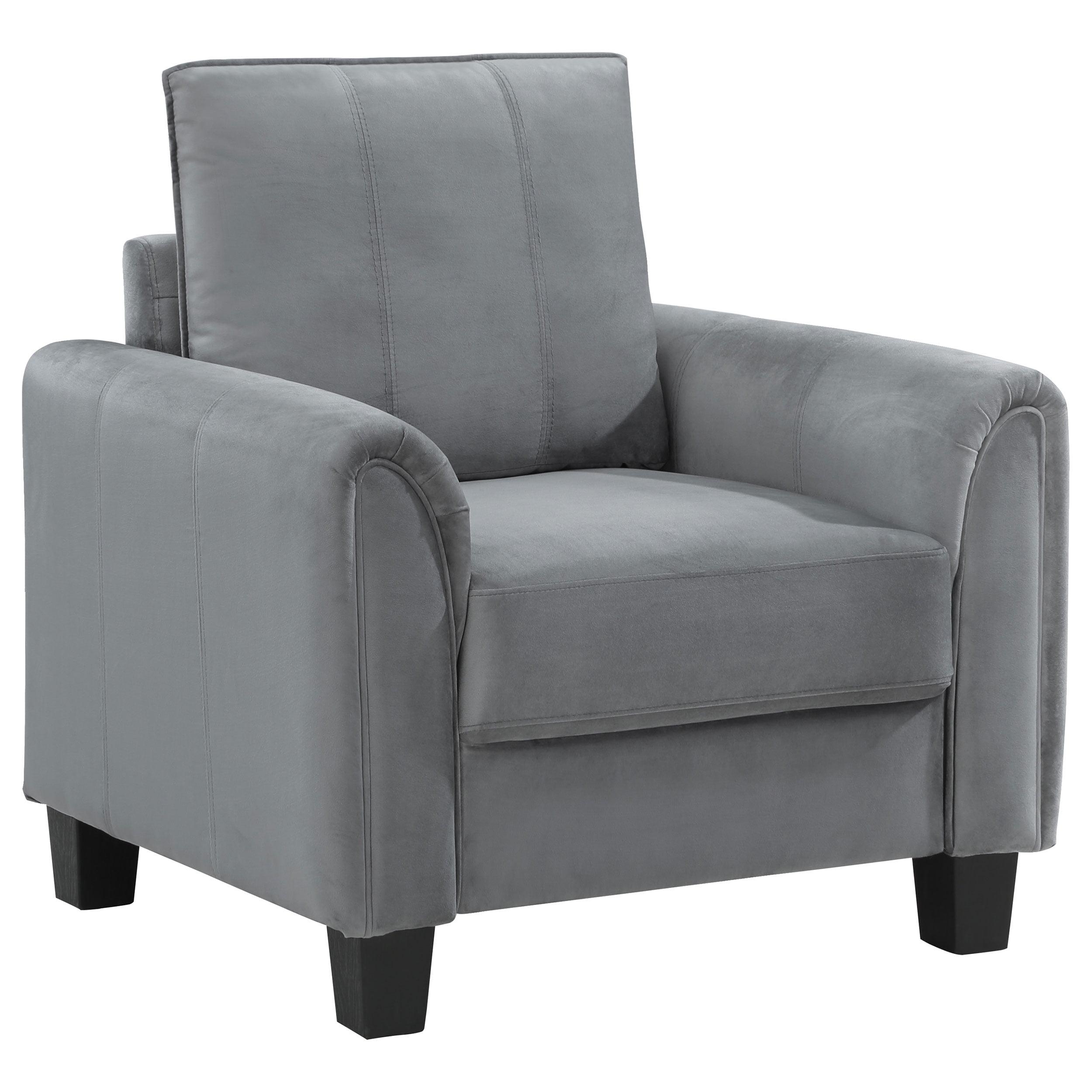 Gray Velvet Traditional Stationary Accent Chair