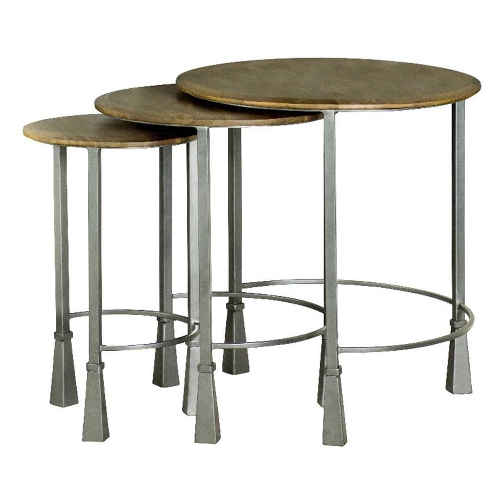 Coaster Deja 3-Piece Round Wood Top Nesting Table in Gunmetal/Natural