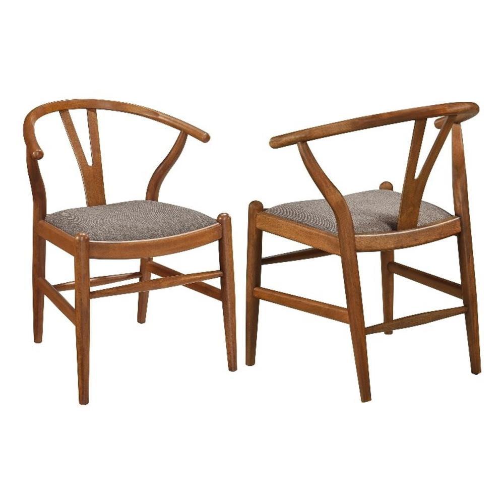 Dinah Danish Y-Shaped Back Dining Side Chair Walnut And Brown (Set Of 2)