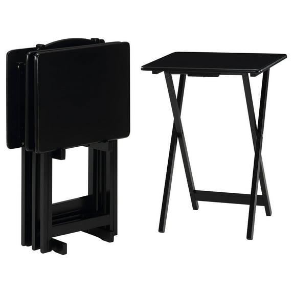 Coaster Donna 4-Piece Wood TV Tray Table Set with Stand in Black