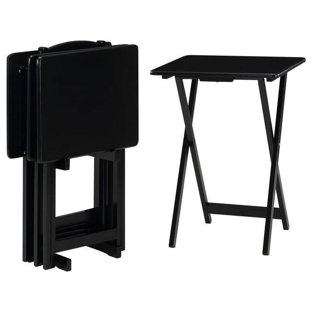 Coaster Donna 4-Piece Wood TV Tray Table Set with Stand in Black