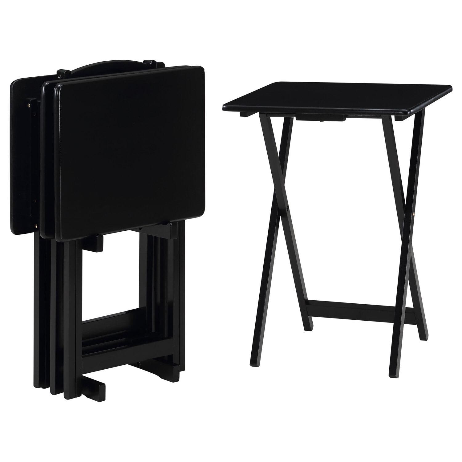 Coaster Donna 4-Piece Wood TV Tray Table Set with Stand in Black