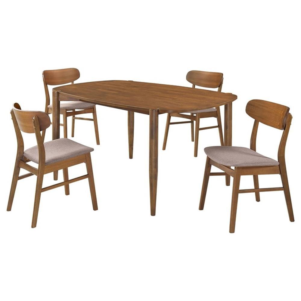 Coaster Dortch 5-piece Wood Oval Solid Wood Dining Set Walnut