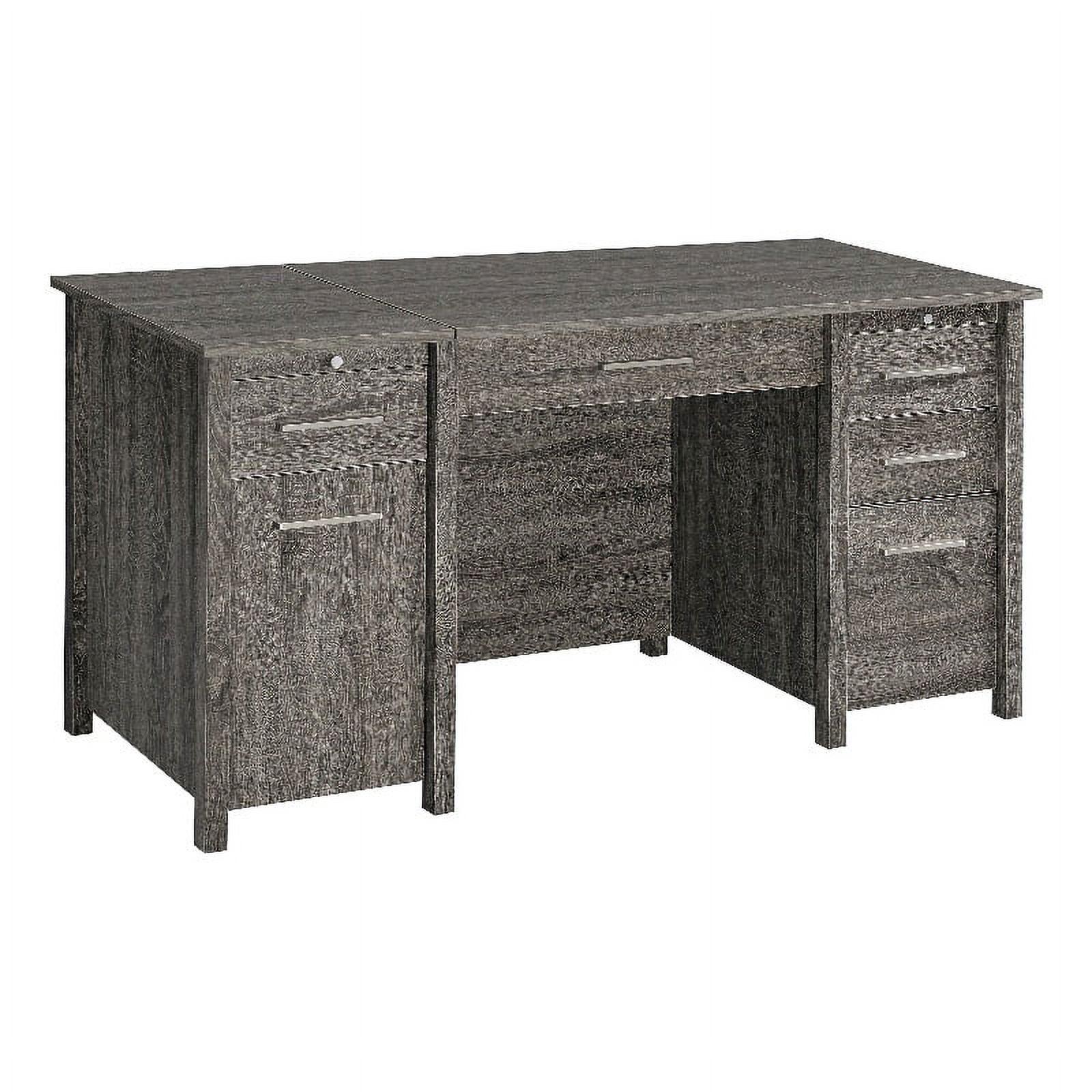 Dylan 4 Drawer Standing Office Desk with Cabinet Weathered Gray - Coaster: Ergonomic Lift Top, Brushed Zinc Hardware