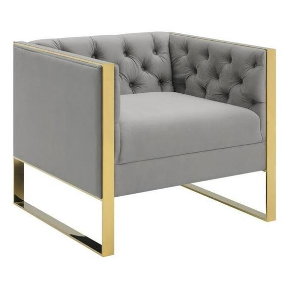 Eastbrook Gray Velvet Tufted Stationary Accent Chair