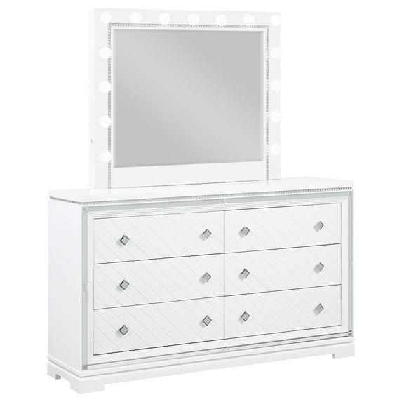 Coaster Eleanor Rectangular 6-drawer Wood Dresser with Mirror White