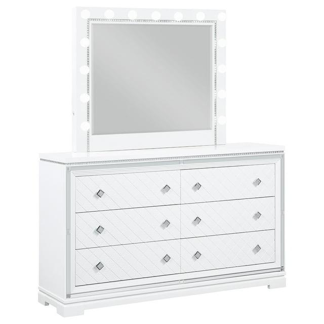 Coaster Eleanor Rectangular 6-drawer Wood Dresser with Mirror White