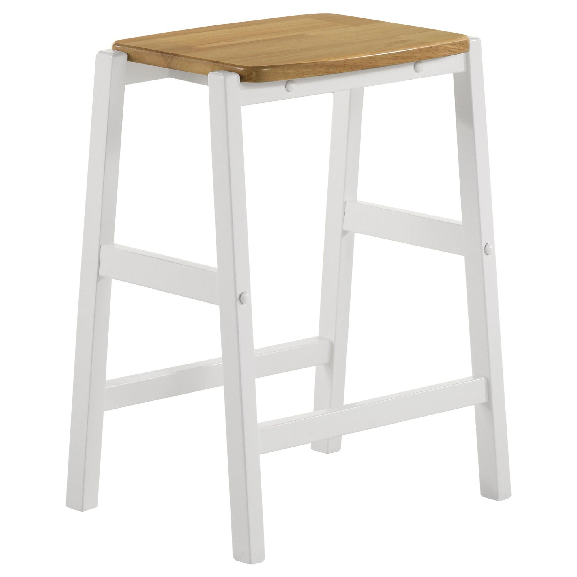 Elliston Gray and Beige Wood Backless Saddle Counter Stool